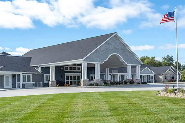 Senior living community entrance.