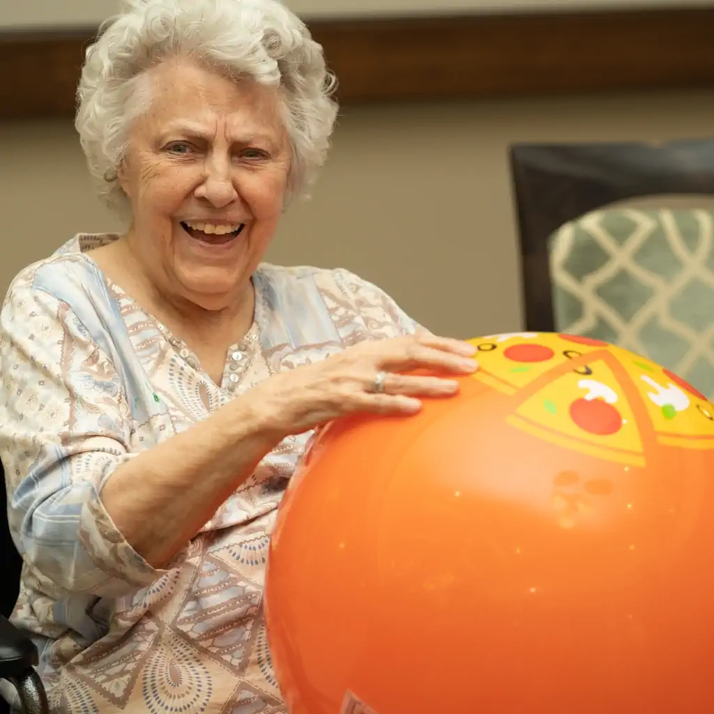 Woman orange ball