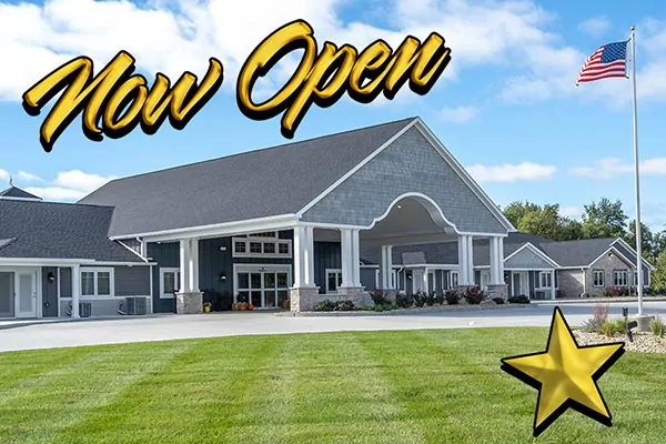 Now Open senior living entrance