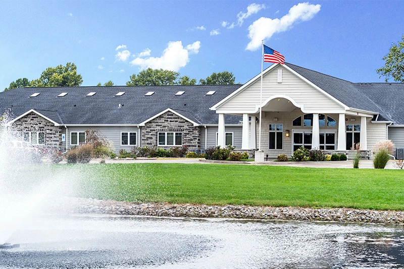 Reflections Memory Care entrance Just off Rushing Drive in Herrin, IL.